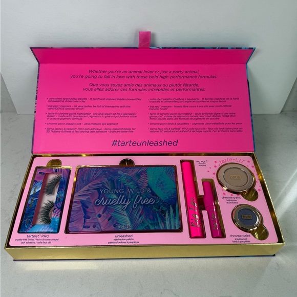 Tarte Unleashed Eyeshadow Mascara Shadow Pot Highlighter lashSet - Pink and Gold - Picture 3 of 7